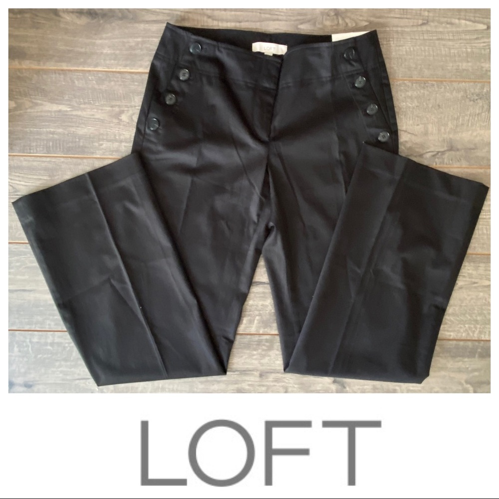NWT LOFT Marisa Modern Cotton Trouser, Black, 4